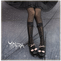 Classic Ribbon Bow Lace Princess Black & White Stockings Pantyhose Garment - Thumbnail 2