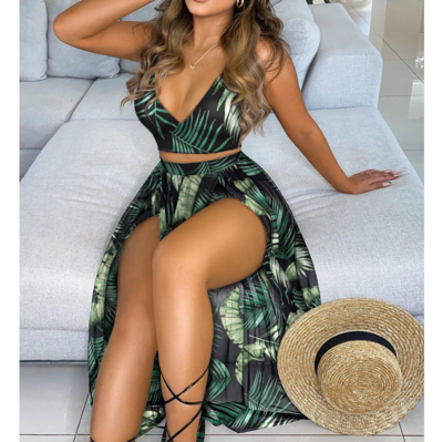 Sling Women'S Printing Two-Piece Dress