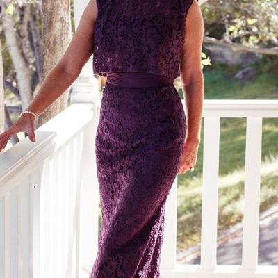 Elegant sheath lace mother of bride and groom dress evening dress