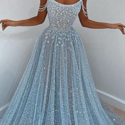 Luxury blue sequins lace wedding dress wedding bridal gowns