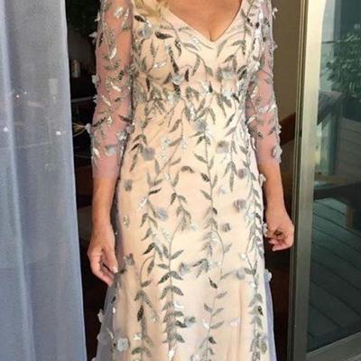 Elegant sheath lace appliques mother of bride and groom dress evening dress