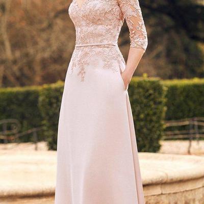  elegant sheath lace blush pink mother of bride and groom dress evening dress