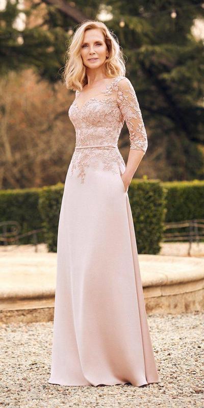  Elegant Sheath Lace Blush Pink Mother of Bride and Groom Dress Evening Dress