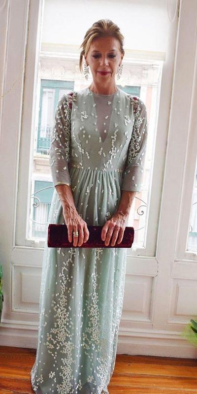 Eleghant Mint Green Sheath Half Sleeve Mother of Bride and Groom Dress Evening Dress