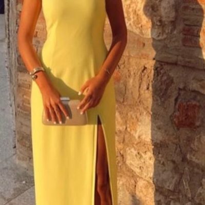 Elegant sheathyellow mother of bride and groom dress evening dress