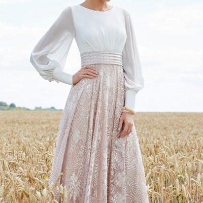 Eleghant sheath long sleeve ankle-length mother of bride and groom dress evening dress