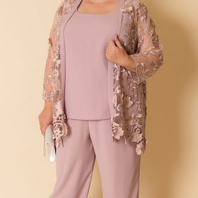 Eleghant plus size blush pink chiffon lace mother of bride and groom dress evening dress