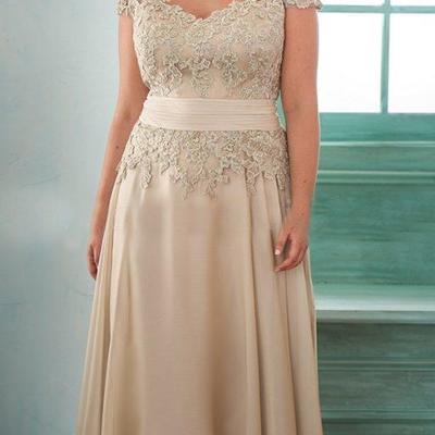 Eleghant plus size light champagne lace sheath mother of bride and groom dress evening dress