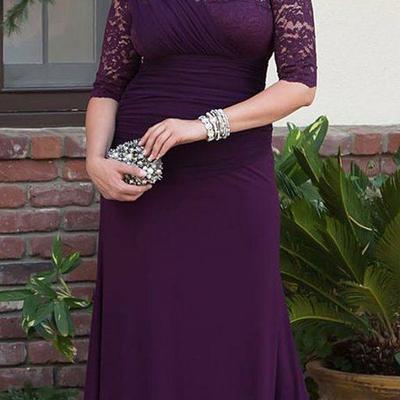 Eleghant sheath purple plus size mother of bride and groom dress evening dress