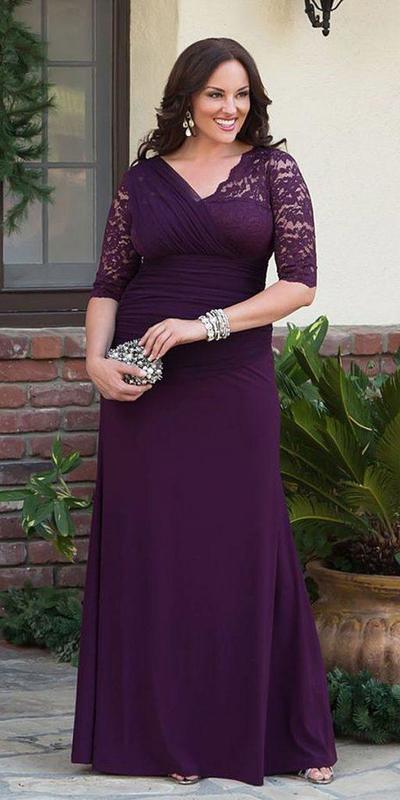 Eleghant Sheath Purple Plus Size Mother of Bride and Groom Dress Evening Dress