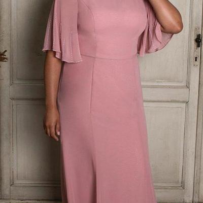 Eleghant sheath blush pink plus size mother of bride and groom dress evening dress
