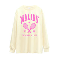 MALIBU TENNIS CLUB SWEATSHIRT ( Beige/Pink ) - Thumbnail 1