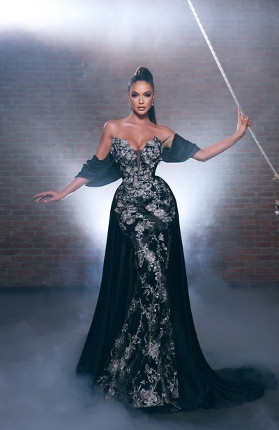 Luxury Dark Green Lace Appliques Prom Dress Evening Dress