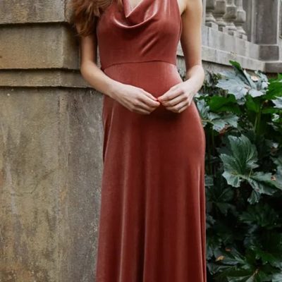 Simple orange sheath prom dress evening dress