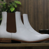 Handmade Ankle High Chelsea Leather Boot, Men's Leather Foot Wear Ankle Boot  - Thumbnail 1