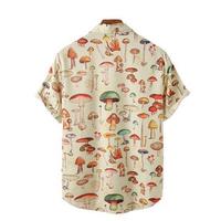 Mushroom Full Printed Turndown Collar Long Sleeve Blouse Shirt - Thumbnail 1