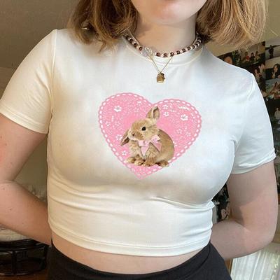 Pink heart rabbit crop top