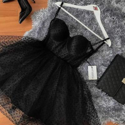Spaghetti straps a line short tulle homecoming dresses - Thumbnail 3