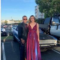 Burgundy A Line Sequins Prom Dress Evening Dress - Thumbnail 3