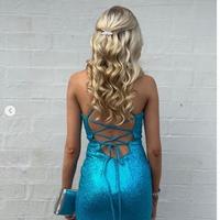 Blue Mermaid Sequins Prom Dress Evening Dress - Thumbnail 2
