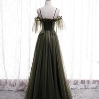 Off Shoulder A Line Tulle Long Prom Dresses - Thumbnail 2