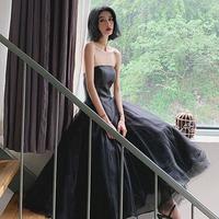 Elegant Strapless Tulle Tea Length Evening Dresses - Thumbnail 1