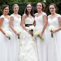 Sweetheart Floor Length A Line White Chiffon Bridesmaid Dresses - Thumbnail 1