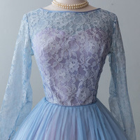 Blue and Purple Mini Short Lace Homecoming Dresses 1950S Vintage Simple Short Prom Dresses Cocktail Gowns - Thumbnail 1