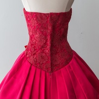 A Line Red Strapless Homecoming Dresses 1950S Vintage Simple Short Prom Dresses Cocktail Gowns - Thumbnail 1