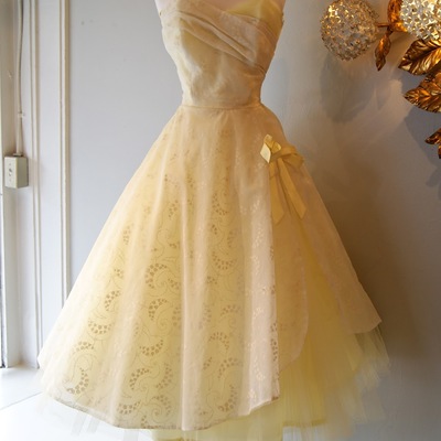 Yellow tea-length short homecoming dresses 1950s vintage simple short prom dresses cocktail gowns