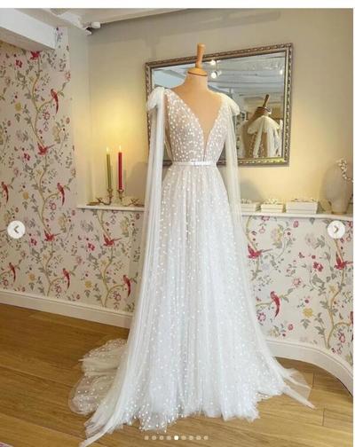 A Line Pearls Wedding Dress Wedding Bridal Gowns
