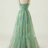 Mint Green Lace Embroidery Prom Dress Evening Dress - Thumbnail 1