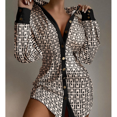 Fashion sexy print long sleeve dress