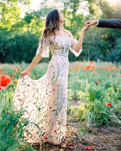 Unique Flower Floral Garden Wedding Gowns Bridal Gowns
