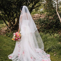 Beautiful Stapless Flower Floral 3D Handmade Flowers Wedding Gowns(include the veil)  - Thumbnail 1