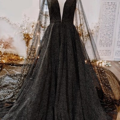 Ball gown black gothic wedding dress bridal gown