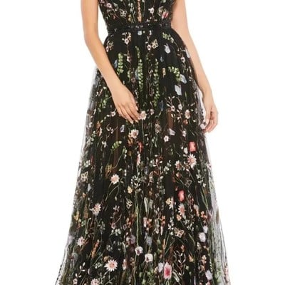 Black lace flower floral wedding dress bridal gown - Thumbnail 4
