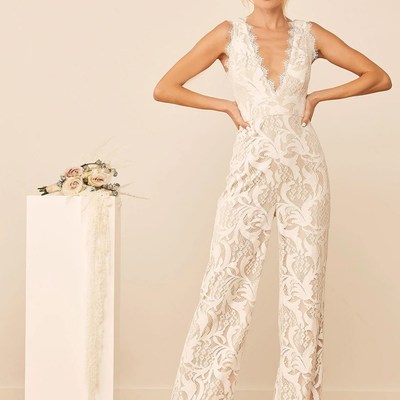 Sheath lace wedding jumpsuit bridal jumpsuit - Thumbnail 4
