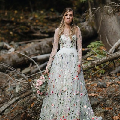 Beach handmade flower floral wedding dress bridal gown
