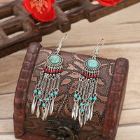 Boho Long Chain Tassel Earrings - Thumbnail 5