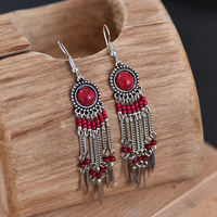 Boho Long Chain Tassel Earrings - Thumbnail 4