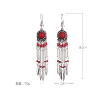 Boho Long Chain Tassel Earrings - Thumbnail 7