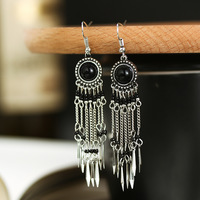 Boho Long Chain Tassel Earrings - Thumbnail 2