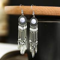Boho Long Chain Tassel Earrings - Thumbnail 3