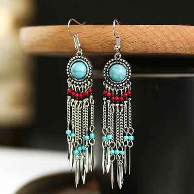 Boho long chain tassel earrings - Thumbnail 5