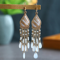 Bohemian Rice Beads Tassel Earrings - Thumbnail 1