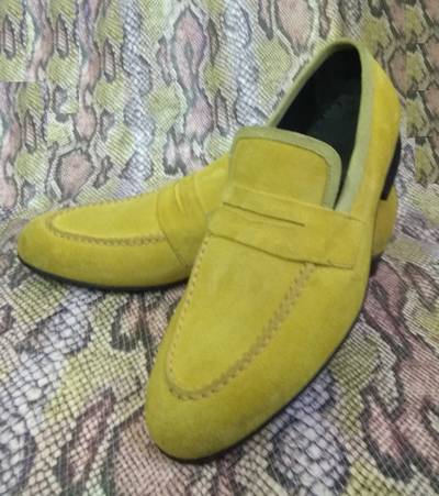 Handmade Lemon Green Color pure Suede Loafers Moccasin Formal Shoes