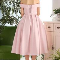 Off the Shoulder Pink Short Prom Dresses - Thumbnail 1