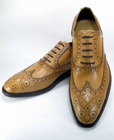 Western Style Cheap Price Brown Oxfords Leather Wingtip Brogue Leather Lace Up Shoes