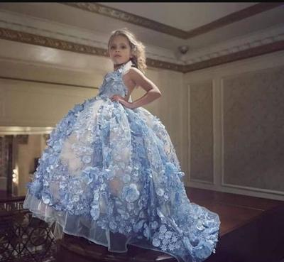 Hunter Green Tulle Beaded 2022 Flower Girl's Dresses Sheer Neck Little Girl Wedding Communion Pageant Party Gowns